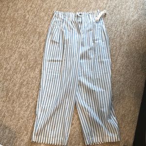 Blue stripe wide leg pants